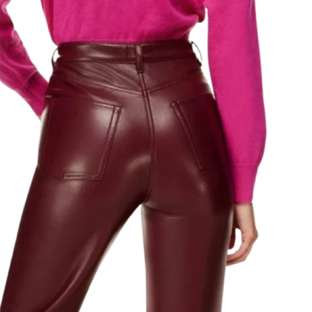 Aritzia Wilfred The Melina High Waisted Plum Vegan Leather Pants Size 2